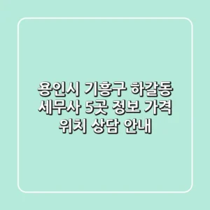 용인시 기흥구 하갈동 세무사 5곳 정보: 가격, 위치, 상담 안내