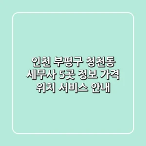 인천 부평구 청천동 세무사 5곳 정보 - 가격, 위치, 서비스 안내