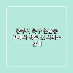 광주시 북구 본촌동 회계사 정보 및 서비스 안내