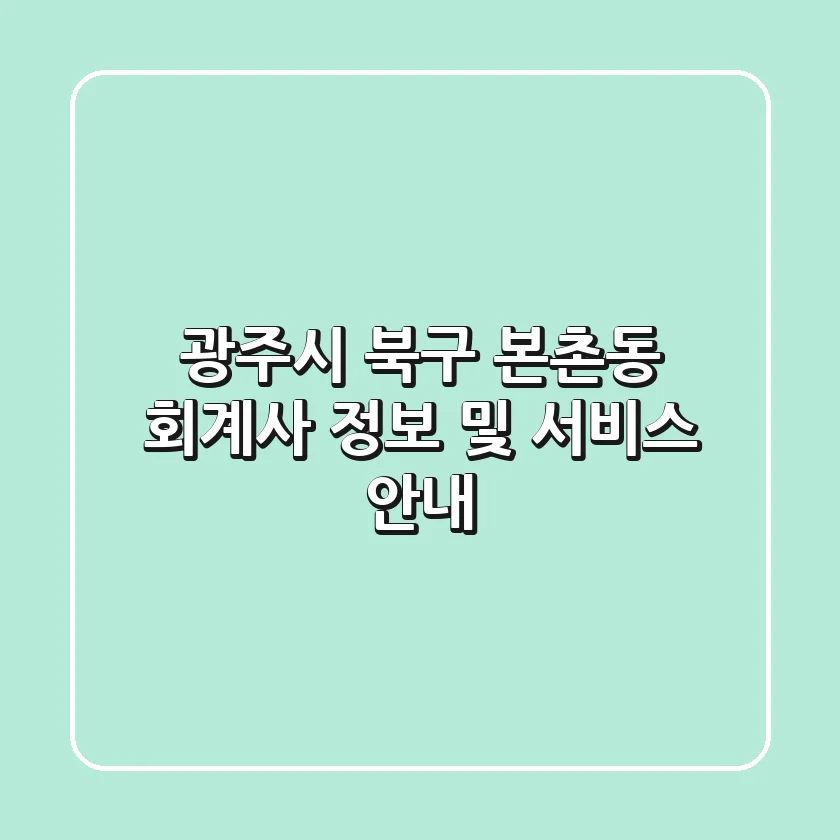 광주시 북구 본촌동 회계사 정보 및 서비스 안내
