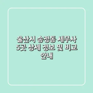 울산시 송정동 세무사 5곳 상세 정보 및 비교 안내