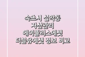 속초시 설악동 자산관리: 에이플러스에셋, 더블유에셋 정보 비교