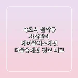 속초시 설악동 자산관리: 에이플러스에셋, 더블유에셋 정보 비교