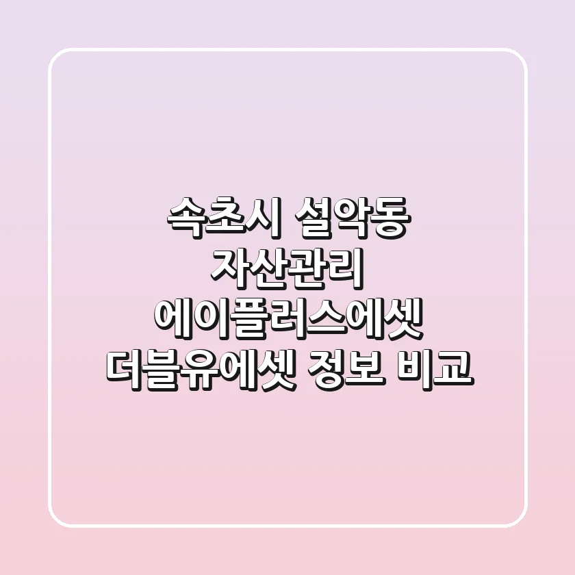 속초시 설악동 자산관리: 에이플러스에셋, 더블유에셋 정보 비교