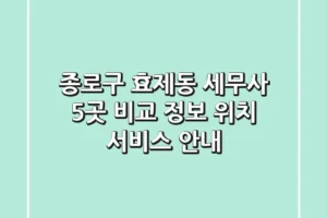 종로구 효제동 세무사 5곳 비교 – 정보, 위치, 서비스 안내