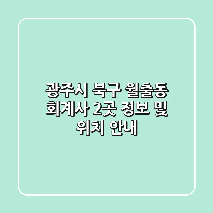 광주시 북구 월출동 회계사 2곳 정보 및 위치 안내