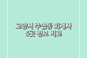고양시 주엽동 회계사 5곳 정보 비교