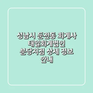 성남시 둔전동 회계사: 태일회계법인 분당지점 상세 정보 안내