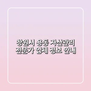 창원시 용동 자산관리: 전문가 업체 정보 안내