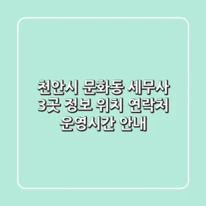 천안시 문화동 세무사 3곳 정보 - 위치, 연락처, 운영시간 안내