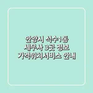 안양시 석수1동 세무사 3곳 정보 - 가격/위치/서비스 안내