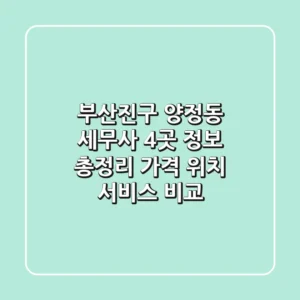 부산진구 양정동 세무사 4곳 정보 총정리 - 가격, 위치, 서비스 비교