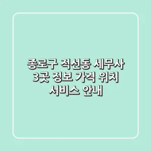 종로구 적선동 세무사 3곳 정보 - 가격, 위치, 서비스 안내