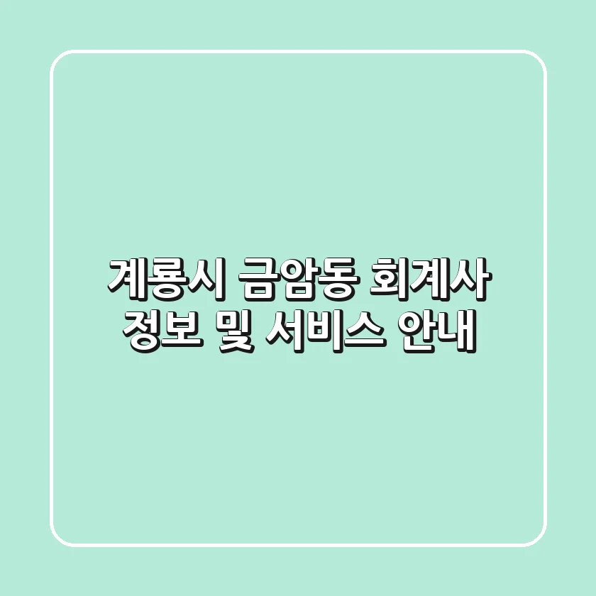 계룡시 금암동 회계사 정보 및 서비스 안내