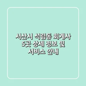 서산시 석림동 회계사 5곳 상세 정보 및 서비스 안내