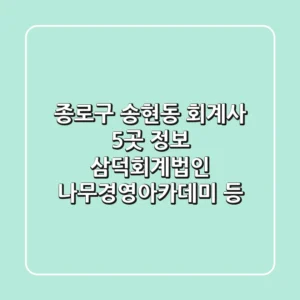 종로구 송현동 회계사 5곳 정보 - 삼덕회계법인, 나무경영아카데미 등