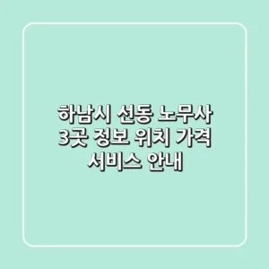 하남시 선동 노무사 3곳 정보: 위치, 가격, 서비스 안내