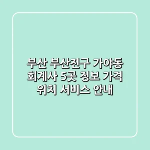 부산 부산진구 가야동 회계사 5곳 정보: 가격, 위치, 서비스 안내