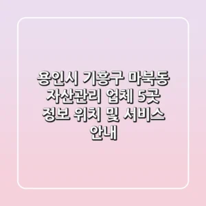 용인시 기흥구 마북동 자산관리 업체 5곳 정보 - 위치 및 서비스 안내