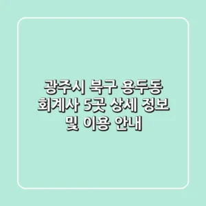 광주시 북구 용두동 회계사 5곳 상세 정보 및 이용 안내