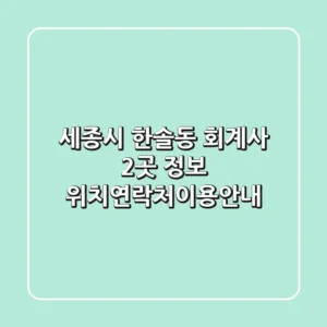 세종시 한솔동 회계사 2곳 정보 - 위치/연락처/이용안내