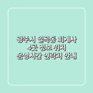 광주시 일곡동 회계사 4곳 정보 - 위치, 운영시간, 연락처 안내