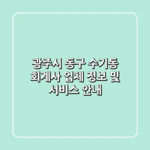 광주시 동구 수기동 회계사: 업체 정보 및 서비스 안내