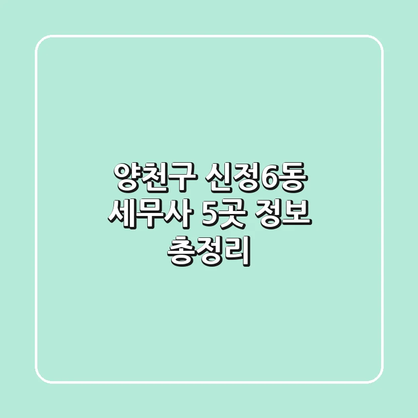 양천구 신정6동 세무사 5곳 정보 총정리