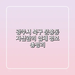 광주시 북구 문흥동 자산관리 업체 정보 총정리