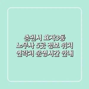 춘천시 효자3동 노무사 5곳 정보 - 위치, 연락처, 운영시간 안내
