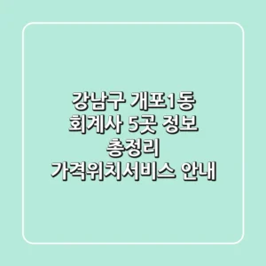 강남구 개포1동 회계사 5곳 정보 총정리 - 가격/위치/서비스 안내