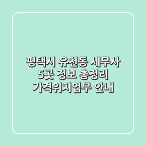 평택시 유천동 세무사 5곳 정보 총정리 - 가격/위치/업무 안내