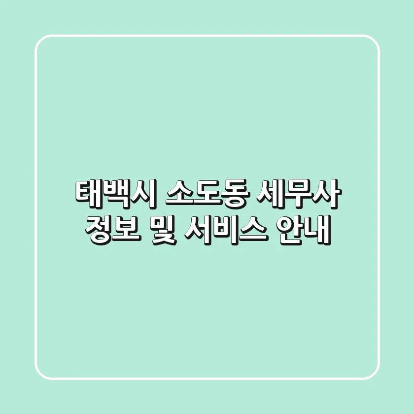태백시 소도동 세무사 정보 및 서비스 안내
