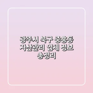 광주시 북구 중흥동 자산관리 업체 정보 총정리