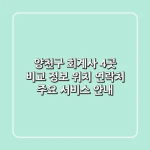 양천구 회계사 4곳 비교 정보 - 위치, 연락처, 주요 서비스 안내