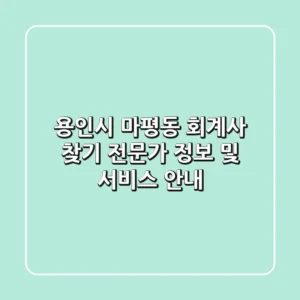 용인시 마평동 회계사 찾기: 전문가 정보 및 서비스 안내