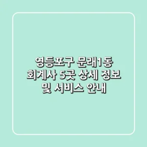 영등포구 문래1동 회계사 5곳: 상세 정보 및 서비스 안내