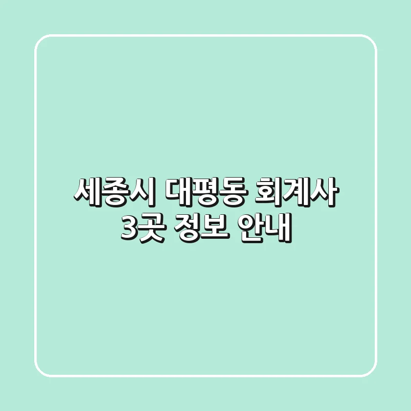 세종시 대평동 회계사 3곳 정보 안내