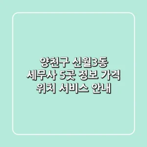 양천구 신월3동 세무사 5곳 정보 - 가격, 위치, 서비스 안내
