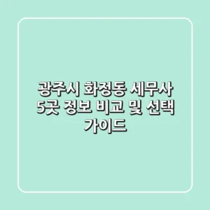 광주시 화정동 세무사 5곳 정보 비교 및 선택 가이드