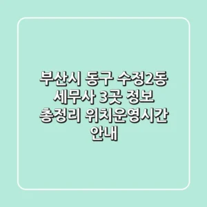 부산시 동구 수정2동 세무사 3곳 정보 총정리 - 위치/운영시간 안내