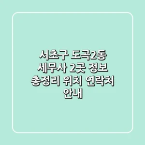 서초구 도곡2동 세무사 2곳 정보 총정리 - 위치, 연락처 안내