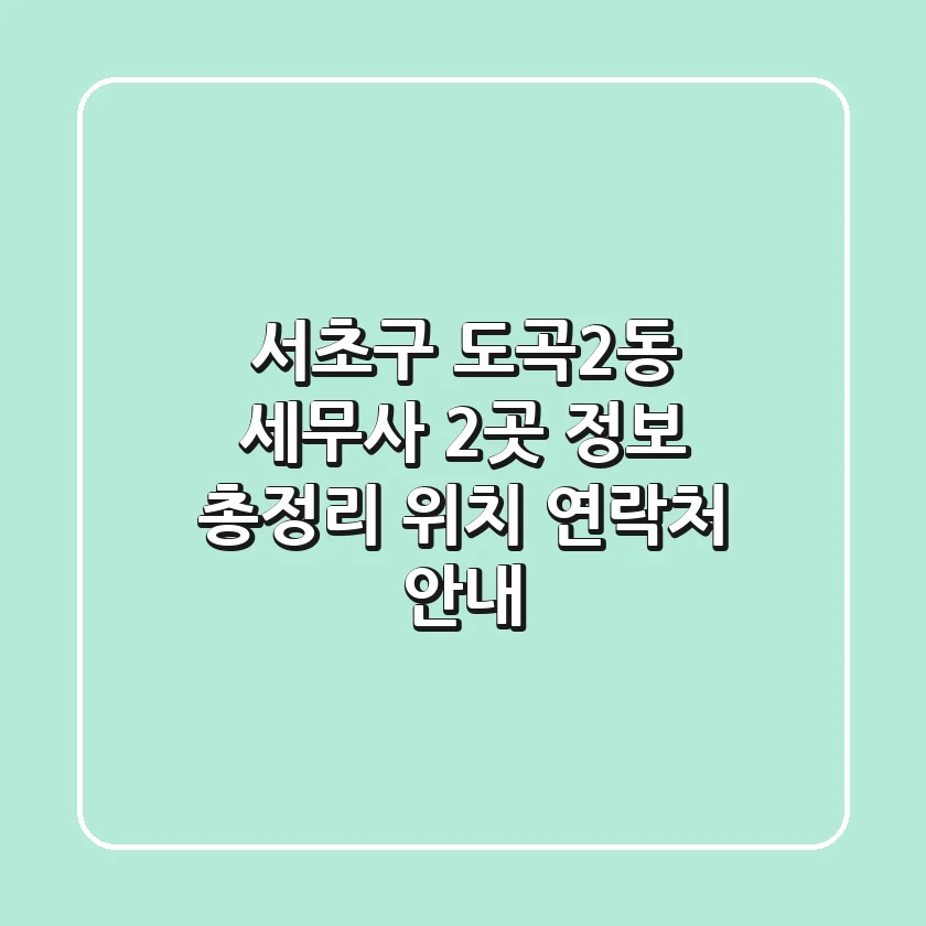 서초구 도곡2동 세무사 2곳 정보 총정리 - 위치, 연락처 안내
