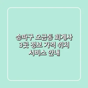 송파구 오금동 회계사 3곳 정보 - 가격, 위치, 서비스 안내