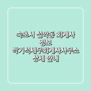 속초시 설악동 회계사 정보: 박기석세무회계사사무소 상세 안내