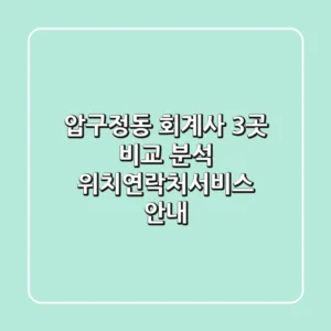 압구정동 회계사 3곳 비교 분석 - 위치/연락처/서비스 안내
