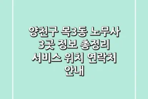 양천구 목3동 노무사 3곳 정보 총정리 – 서비스, 위치, 연락처 안내