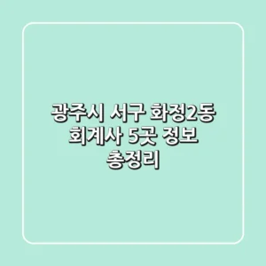 광주시 서구 화정2동 회계사 5곳 정보 총정리