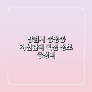 창원시 동정동 자산관리: 핵심 정보 총정리