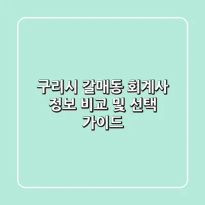 구리시 갈매동 회계사 정보 비교 및 선택 가이드